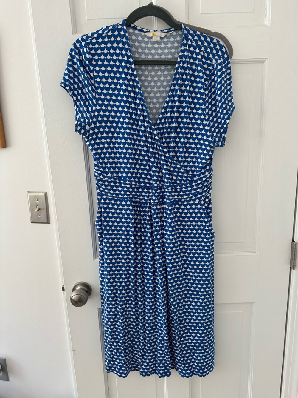 Boden Blue/White Geometric Print Midi Dress